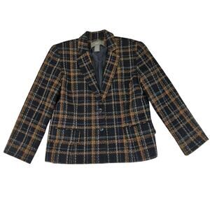 Vintage Norton Mcnaughton Tweed Blazer Jacket Two Button‎ Black Brown Women's 8P